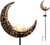 SFgift Garden Solar Lights Outdoor Bronze Moon Crackle Glass Globe Stake Metal Lights Waterproof Warm White LED for Pathway Lawn Patio or Courtyard