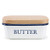 SveBake Butter Dish - Enamel Butter Boat with Beechwood Lid, White