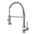 OWOFAN Kitchen Faucets Low Lead Commercial Solid Brass Single Handle Single Lever Pull Down Sprayer Spring Kitchen Sink Faucet, Brushed Nickel