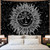 Amonercvita Sun and Moon Tapestry Psychedelic Burning Sun with Stars Wall Tapestry Black and White Celestial Tapestry Mystic Fractal Faces Tapestry Wall Hanging for Bedroom(Medium,Sun Moon)