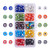 NBEADS 350 Pcs 8mm Mixed Color Handmade Evil Eye Lampwork Beads, 9 Assorted Colors Flat Round Lampwork Spacer Beads DIY Crafts Evil Eye Charms with Container for DIY Bracelets Necklace Jewelry Making
