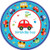 "All Aboard Boy" Round Plates, 7", Birthday