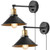 Vintage Wall Lamp Industrial, Black Hardwire Simplicity Bronze Finish Arm Swing Wall Sconces for Home Decor Headboard Bathroom Bedroom Farmhouse Porch Garage (2-Pack)
