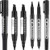 6 Pieces Permanent Markers, Different Sizes Double-Ended Permanent Marker Pen, Ultra Fine Tip, Fine Tip and Chisel Tip (Black)