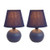 Simple Designs LT2008-BLU-2PK Mini Ceramic Globe 2 Pack Table Lamp Set, Blue