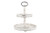 Creative Co-op Distressed Wood 2-Tier Tray with Metal Handle, Cream