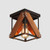 Rustic Industrial Flush Mount Ceiling Light 1-Light Metal and Wood Cage Mini Semi Flush Mount Light Fixture for Hallway Kitchen Entryway, Black