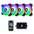 Apevia TL412L-RGB Twilight 120mm Silent Dual-Ring Addressable RGB Color Changing LED Fan for Gaming with Remote Control, 28x LEDs & 8X Anti-Vibration Rubber Pads (4-pk)