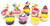 Alice in Wonderland Birthday Cupcake Cake Party Favor Set Featuring Alice and Friends