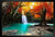 Beautiful Waterfall Surrounded by Autumn Foliage Photo Art Print Black Wood Framed Poster 20x14