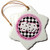 3dRose orn_28498_1 Bunco Chicks Roll with it Pink and White Porcelain Snowflake Ornament, 3-Inch