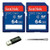 2 Pack SanDisk 64 GB Class 4 SDXC SD Flash Memory Card Retail SDSDB-064G-B35 Flash Memory Camera Card + SD/TF USB Reader & Wisla Trust TM Lanayrd