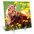 3dRose LLC Cat in The Flower Field 6 by 6-Inch Desk Clock