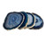 Agate Coasters set of 4 - Blue Colored Agate Coasters - Natural Rim - Bumpers