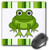3dRose LLC 8 x 8 x 0.25 Inches Mouse Pad, Cute Happy Green Frog with Stripes (mp_6104_1)