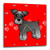 3dRose DPP_40880_1 Cute Miniature Schnauzer Banded Coat (Salt and Pepper) Cartoon Dog Red with Pawprints Wall Clock, 10 by 10-Inch
