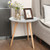 EXILOT Round Side Table, Metal End Table with Solid Wood Legs, Small Coffee Tables for Living Room, Nightstand, Accent Tables, Side Table for Small Spaces,White