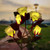Outdoor Solar Garden Stake Rose Lights, LED Solar Powered Light with 5 Rose Flowers, Waterproof Solar Landscape Lighting Decorative Lights for Garden, Patio, Yard, Backyard, Pathway, Wedding (Yellow)