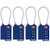TSA Lock Security 3 Digit Combination Suitcase Luggage Bag Code Lock Padlock (Deep Blue-4 Pack)