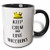 3dRose Gold Crown Keep Calm And Love Raccoons Two Tone Mug, 11 oz, Black/White