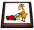 3dRose trv_200088_1 Funny Billy Goat Pushing Red Lawn Mower Trivet with Ceramic Tile, 8 x 8", Natural