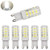 G9 LED Dimmable Light, Bi-pin Base, Daylight White 6000k,4W ( 40W Halogen Equivalent ) T4 JD Type LED G9 Bulb 400LM, AC100V-130V (5 pack)