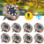 Solar Ground Lights, 8 LED Solar Disk Light Outdoor Garden In-ground Lighting for Patio Landscape, Lawn, Pathway, Yard, Walkway 8 Packs Idefair