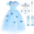 JerrisApparel Flower Girls Dress Princess Costume Butterfly Girl (2 Years, Sky Blue with Accessories)