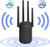 JOOWIN WiFi Extender - 1200Mbps WiFi Signal Booster WiFi Range Extender, 2.4 & 5GHz Dual Band with 4 External Antennas Wireless Repeater,Simple Setup Internet Booster (Only Support Repeater Mode)