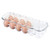 mDesign Stackable Plastic Covered Egg Tray Holder, Storage Container and Organizer for Refrigerator - Dozen-Section Carrier Bin with Lid and Handle - Holds 12 Eggs - Clear