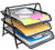 Greenco Black Mesh 3 Tier Document, Letter Tray, Desk Organizer, Standard