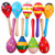 Mydio 12 Pack 4.5" Wooden Fiesta Maracas Assorted Color and Design,Pack of 12