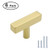6Pack LONTAN Kitchen Cabinet knobs Brushed Brass Cabinet Door Knobs Square - LS1212GD Euro Gold Cabinet Knobs T Bar Stainless Steel Knobs for Cabinets,Single Hole 2'' Length