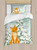 Ambesonne Fox Duvet Cover Set, Red Fox Sitting in Winter Forest Snow Covered Pine Trees Xmas Cartoon, Decorative 2 Piece Bedding Set with 1 Pillow Sham, Twin Size, Orange Green
