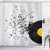 Ambesonne Music Shower Curtain, Abstract Design Flying Music Notes Disc Album Dancing Nightclub Print, Cloth Fabric Bathroom Decor Set with Hooks, 84" Long Extra, Ivory Black