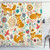 Ambesonne Fox Shower Curtain, Natural Wildlife Composition with Foxes Ornate Flowers Flying Birds Kids Nursery, Cloth Fabric Bathroom Decor Set with Hooks, 70" Long, Cream Orange