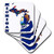 3dRose cst_58743_1 Michigan State Flag in The Outline Map and Letters for Michigan-Soft Coasters, Set of 4