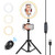 10" Selfie Ring Light with Extendable Tripod Stand & Flexible Phone Holder for Live Stream/ Makeup, Dimmable Beauty LED Light with 3 Color Modes and 10 Brightness Level Compatible for iPhone/Android