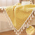 LUCKYHOUSEHOME Yellow and White Checkered Tassel Rectangular Tablecloth Waterproof Rural Home Kitchen Dinning Tabletop Table Cover 55 x 86 Inch