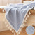 LUCKYHOUSEHOME Blue and White Stripe Tassel Tablecloth Waterproof Rural Square Home Kitchen Dinning Tabletop Table Cover 55 x 55 Inch