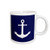 3dRose mug_165798_1 Navy Blue and White Nautical Anchor Design Ceramic Mug, 11-Ounce