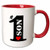 3dRose Number Son-Big Numeral One Heart Ceramic Mug, 11 oz, Red/White