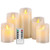 Pandaing Flameless Candles Set of 5 Battery Operated LED Pillar Real Wax Flickering Electric Candle Gift Set with Remote Control Cycling 24 Hours Timer