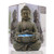 LIMEIDE Meditating Buddha Statue Figurine Sitting Sculpture Decoration 12" Marble Finish with Lotus and Magical Glow in The Dark Pebbles and Glass Stones, Polyresin, Antique Bronze Look