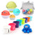 MoraBaby Baby Bath Stacking Toys, 8 Stacking Cup Toys, 4 Stack Up Squirts Animal Balls and 1 Floating Blue Octopus with Organizer Bag, Bath Time Fun Splash Toys, Gifts for Toddler 1-3 Years