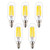 OPALRAY T8(T25) LED Small Tubular Bulb, Dimmable 6W, Natural White 4000K Daylight, 60W Incandescent Equivalent, LED Filament Lamp, E12 Candelabra Bulb Base, Clear Glass Tube Tip, 5-Pack