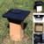 (2 Pack) Solar Post Cap Low Profile 4 SMD LED Off 4"X4" PVC Fence Post With Adapter for 3.5" x 3.5" Wood Post (Black)