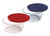 Pyrex Storage 7 Cup Round Dish, Clear with Red + Blue Plastic Lids, Pack of 2 Containers
