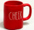 Rae Dunn By Magenta CHEER Ceramic LL Coffee Tea Mug With Red Interior
