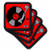 3dRose Florene Retro Red and Black Record Player Coaster, Set of 4